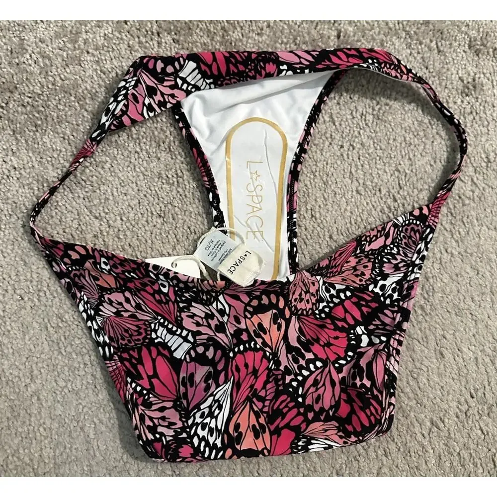 L*Space Jay Bitsy Bikini Bottom Y2K Butterfly Wings N Things Pink Sz XL NEW $84